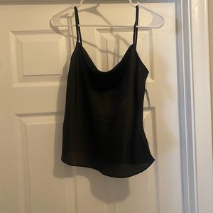 Brand new size small black tank top with rhinestone back express